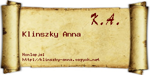 Klinszky Anna névjegykártya