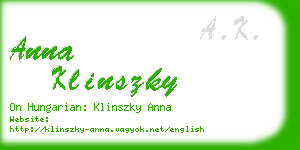 anna klinszky business card